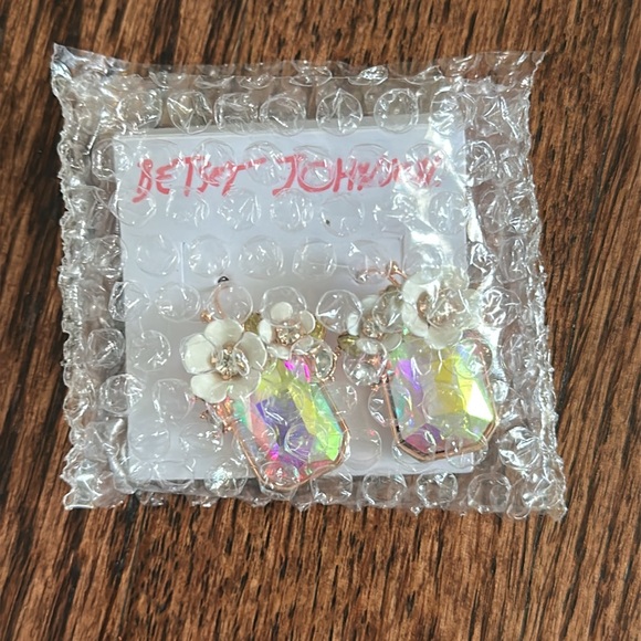 Betsey Johnson Multicolor Floral Crystal Earrings - Picture 3 of 4